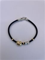 Bracciale Soma Gioielli Bracciale in oro, cuoio e argento in Pelle MIS B351 BR CU/AG/OG